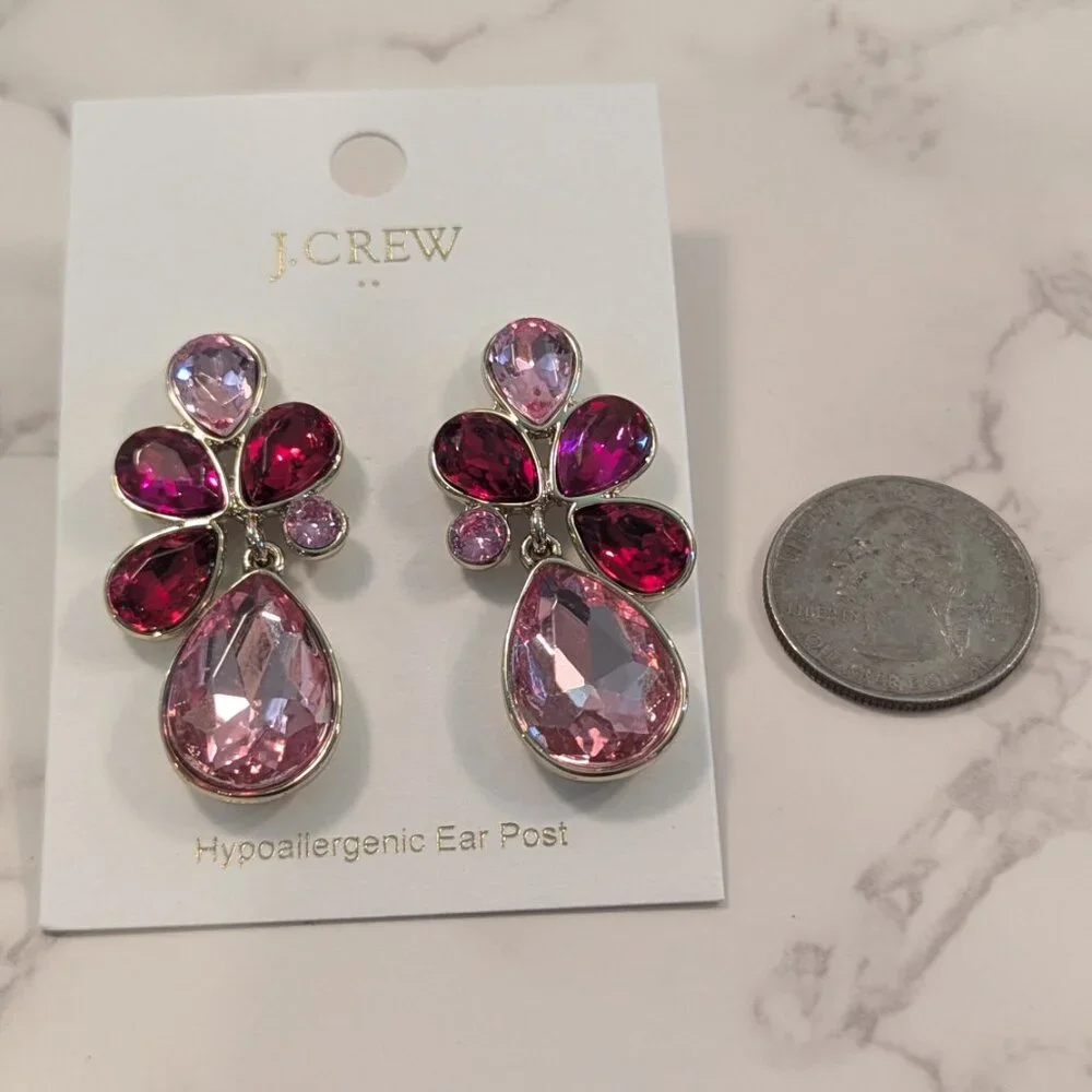 J.Crew Factory Crystal Petal Statement Earrings - Picture 5 of 6
